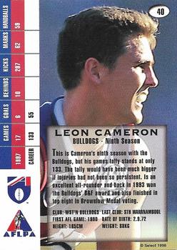 1998 Select AFL Signature Series #40 Leon Cameron Back